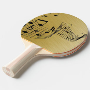 Music Notes Brushed Gold Ping Pong Paddle