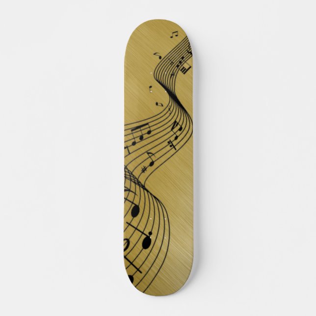 Music Notes Brushed Gold  Skateboard (Front)
