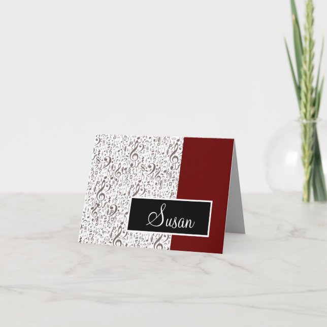 Music Notes Card with Name (Front)