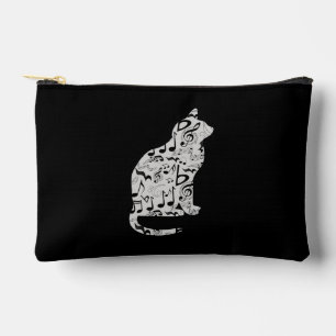 Music Notes Cat Lover - Minimalist Musician Accessory Pouch