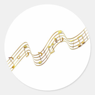 music notes classic round sticker