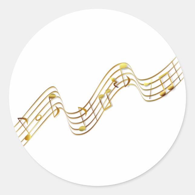music notes classic round sticker (Front)
