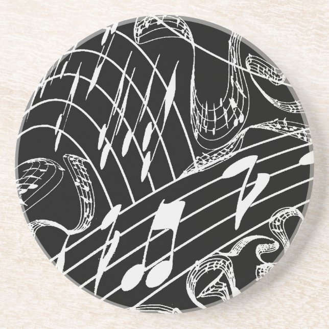 MUSIC NOTES COASTERS-BLACK COASTER (Front)