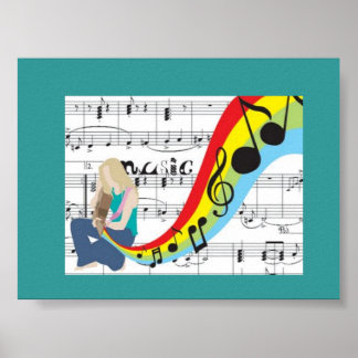 Music notes colors poster