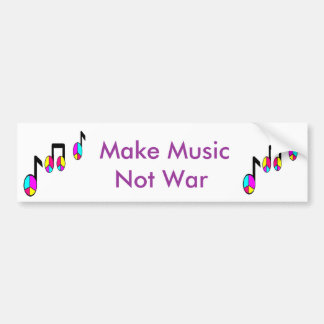 music notes colour, colour Make Music not war Bumper Sticker