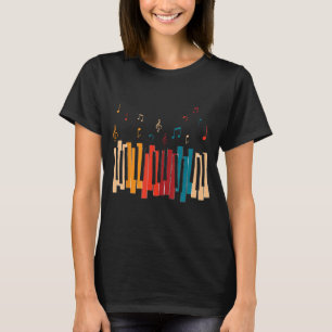 Music Notes Colourful Keyboard Piano T-Shirt