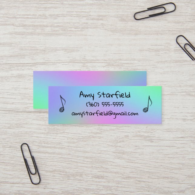 Music Notes Colourful Mini Business Cards (Front/Back In Situ)
