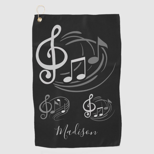 Music Notes custom name golf towel (Front)