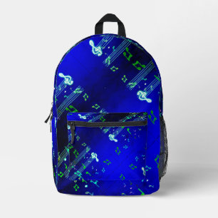 Music Notes Elegant Blue Printed Backpack