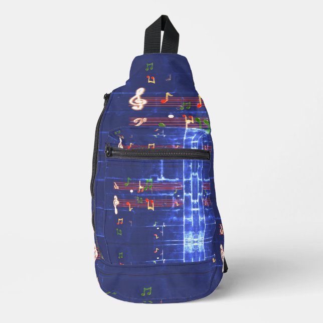 Music Notes Elegant Blue var 4 Sling Bag (Front)
