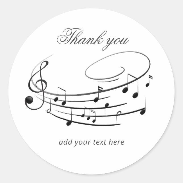Music Notes Elegant Piano Recital & Program Classic Round Sticker (Front)
