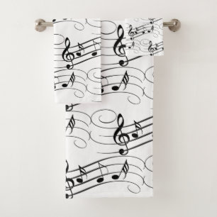 Music Notes Flow Bath Towel Set