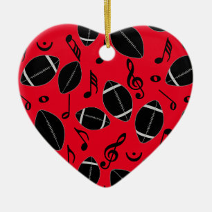 Music Notes Footballs Ceramic Ornament