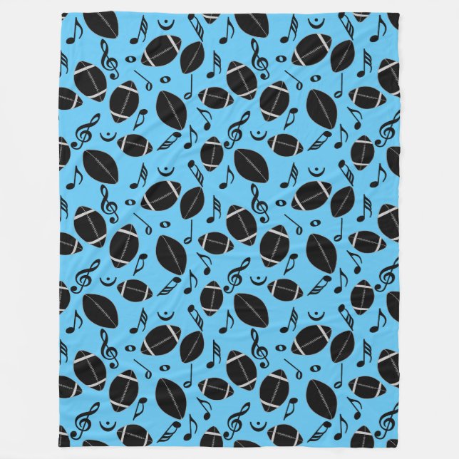 Music Notes Footballs Fleece Blanket (Front)