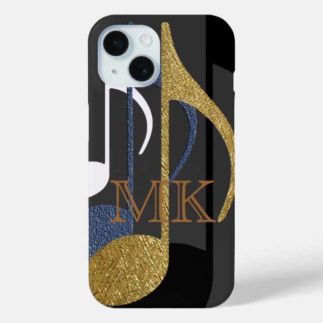 Music Notes Graphic Personalised Monogram Case-Mate iPhone Case (Back)