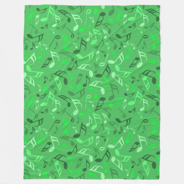 Music Notes Green Fleece Blanket (Front)