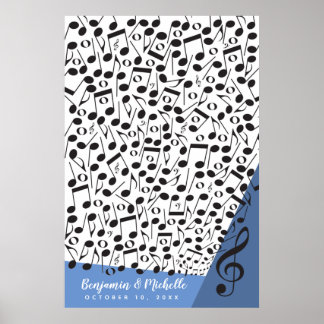 Music Notes Guest Book Poster - 200 Spaces