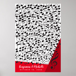Music Notes Guest Book Poster - 250 Spaces