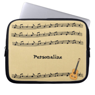 Music Notes & Guitar Personalise Laptop Laptop Sleeve