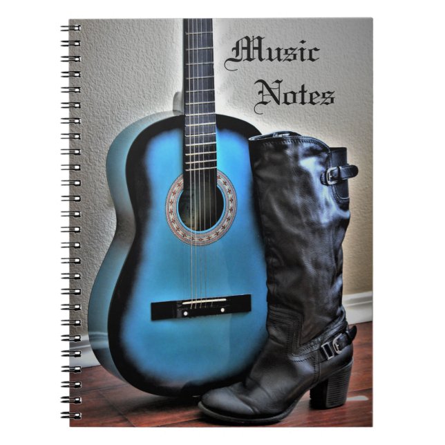 Music Notes Guitar Spiral Photo Notebook (Front)