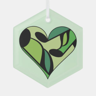 Music Notes Heart Glass Tree Decoration