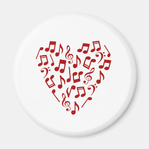 Music Notes Heart Magnet (Red)