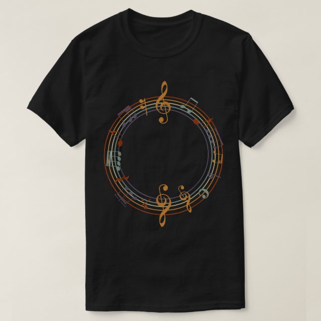 Music Notes Heartbeat For Music Lover 1896 T-Shirt (Design Front)
