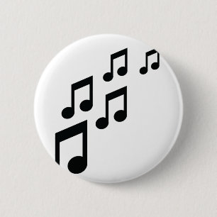 music notes icon 6 cm round badge