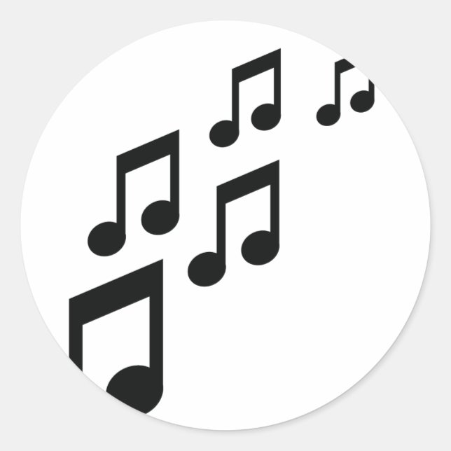 music notes icon classic round sticker (Front)