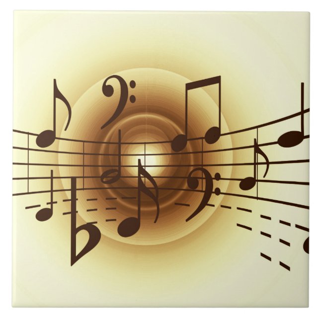 Music notes illustration ceramic tile (Front)