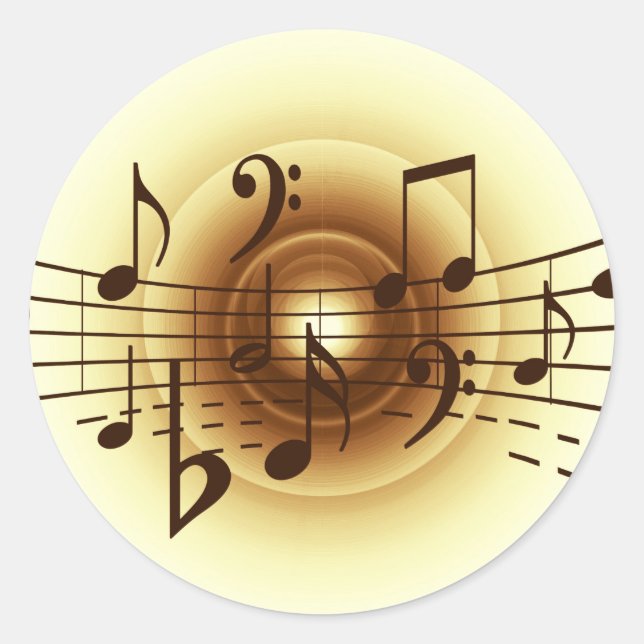 Music notes illustration classic round sticker (Front)