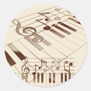 Music notes illustration classic round sticker