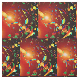 Music Notes In Neon Colours Fabric