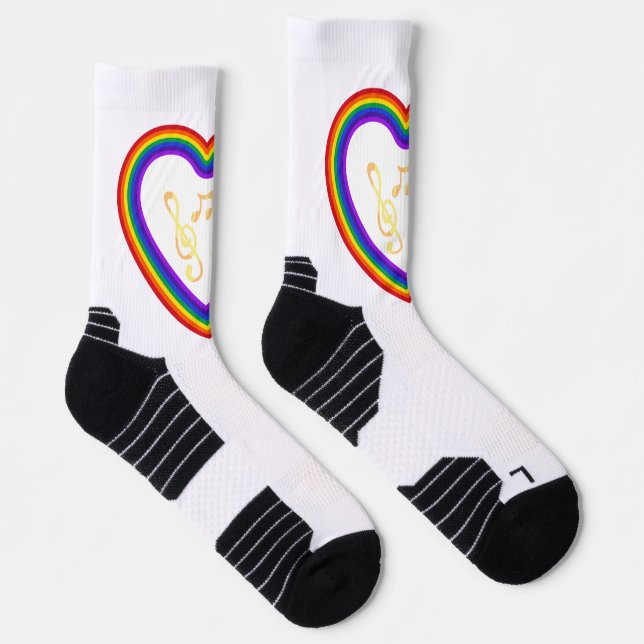 Music notes in the rainbow, Crew Socks (Right)