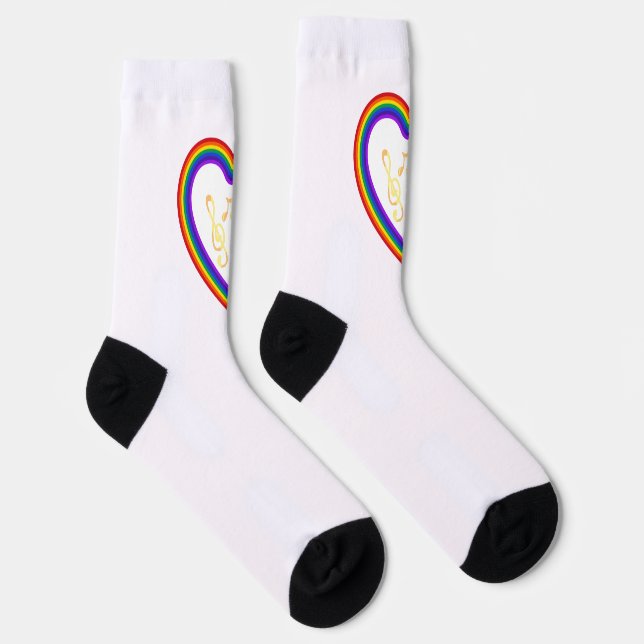 Music notes in the rainbow, Crew Socks (Right)