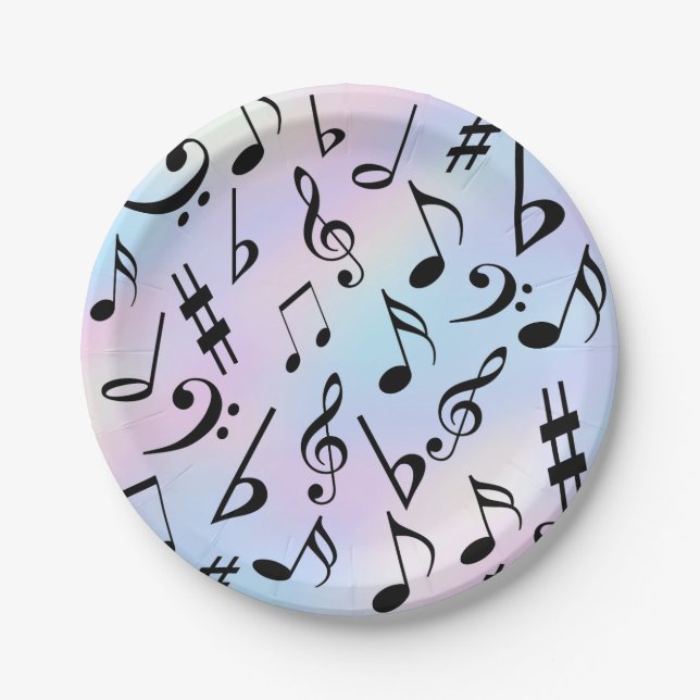 Music Notes Iridescent Party Plates (Front)