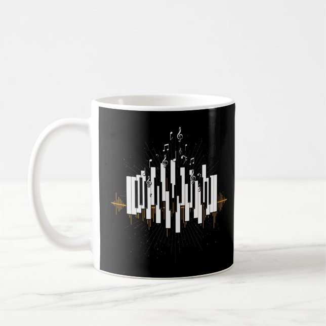 Music Notes Keyboard Piano Player Pianist Musician Coffee Mug (Left)