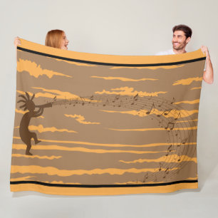 Music Notes Kokopelli Fleece Blanket