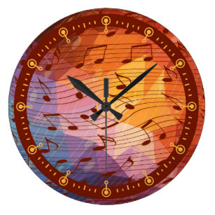 Music Notes Pattern Wall Clocks | Zazzle.com.au