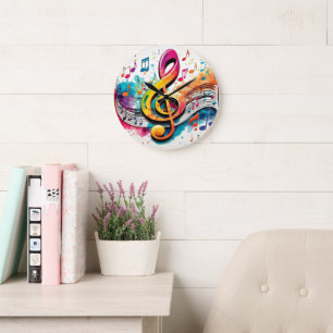 Music Notes Large Clock