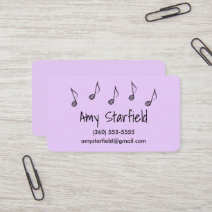 Music Notes Lavender Business Cards