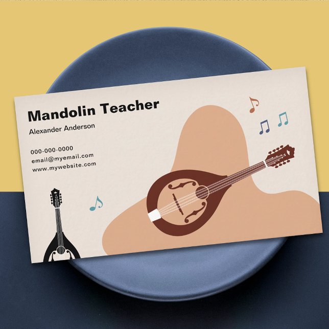 Music Notes - Mandolin Teacher  Business Card (Music Notes - Mandolin Teacher Business Card)