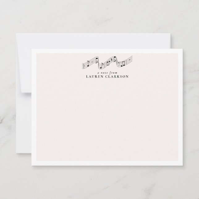 Music Notes Minimalist Personalised Note Card (Front)