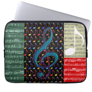 music notes mixed pattern laptop sleeve