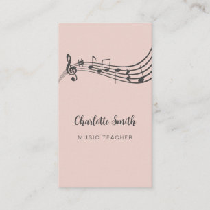 Music Notes Music Teacher Elegant Blush Pink Business Card