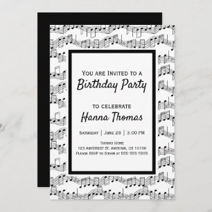 Music Notes Musical Birthday Invitation