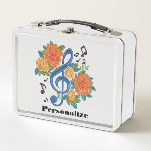Music Notes Musical Clef Personalised  Metal Lunch Box