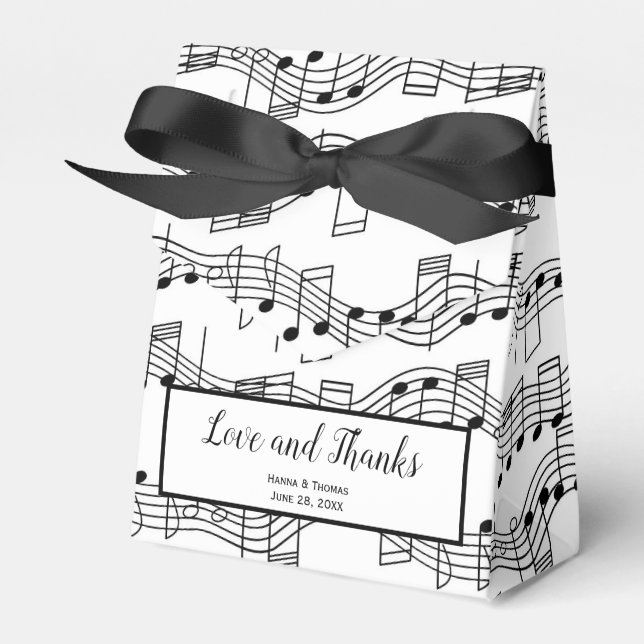 Music Notes Musical Love and Thanks Wedding Favour Favour Box (Front Side)