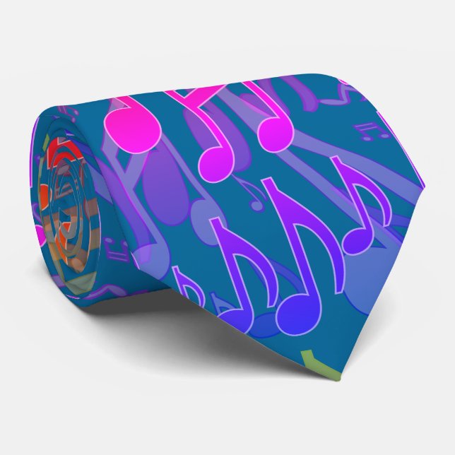 Music Notes Musical Pattern Fun Bright Colours Tie (Rolled)