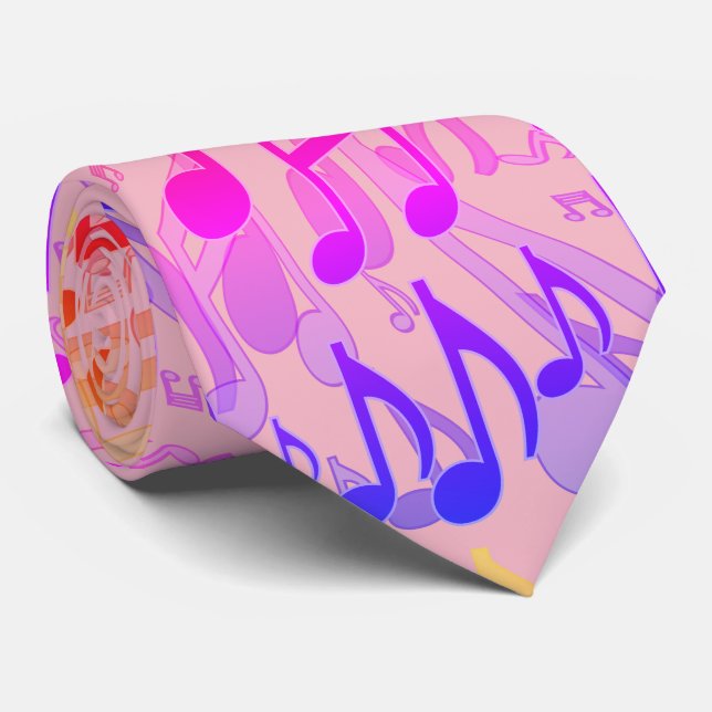 Music Notes Musical Pattern Fun Bright Colours Tie (Rolled)